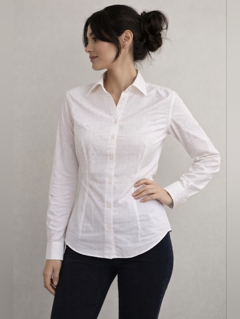 ​Harry Rosen Sartoria Women’s Tailored Blouse White Pink Size M